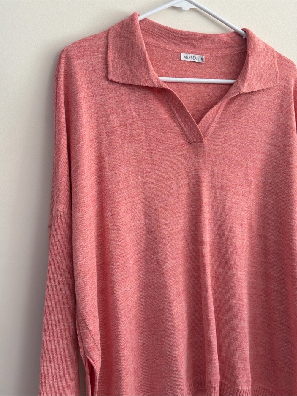 MerSea Catalina Polo Sweater Women’s OS One Size Coral V Neck Collar Coastal - Picture 3 of 10